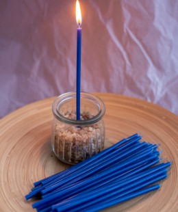 Свеча восковая синяя, № 120