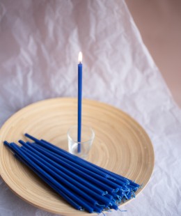 Свеча восковая синяя, № 60